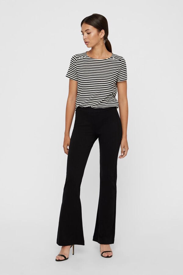 Cortefiel Mid-rise flared trousers Black