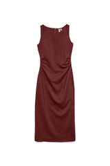 Vero Moda Vestido comprido com costuras franzidas Castanho