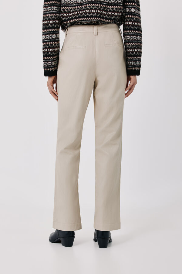 Cortefiel Faux leather women's trousers Ivory