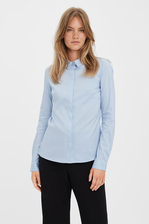 Cortefiel Essential long-sleeved shirt Blue