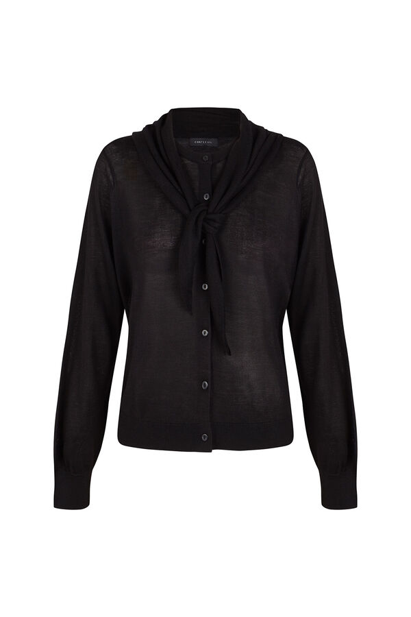 Cortefiel Jersey-knit basic jacket Black