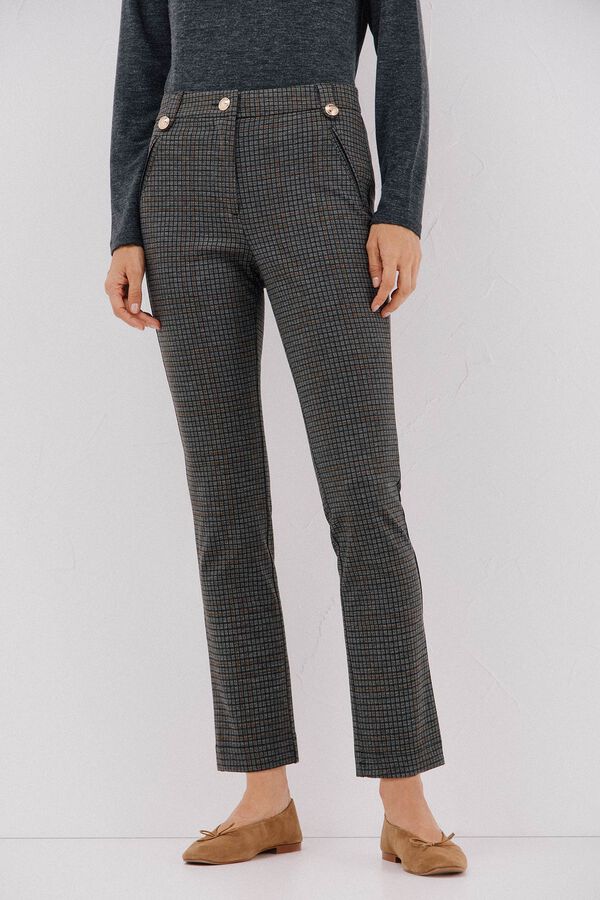 Cortefiel Women's jersey-knit trousers Printed grey