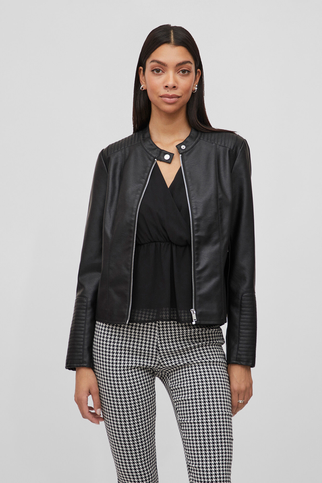 Vila Faux leather biker jacket
