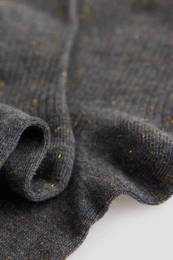 Cortefiel Lurex ribbed socks Grey