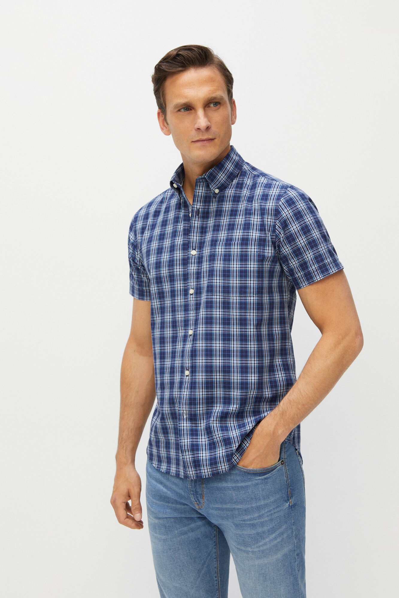 Camisa manga corta cuadros algod n organico