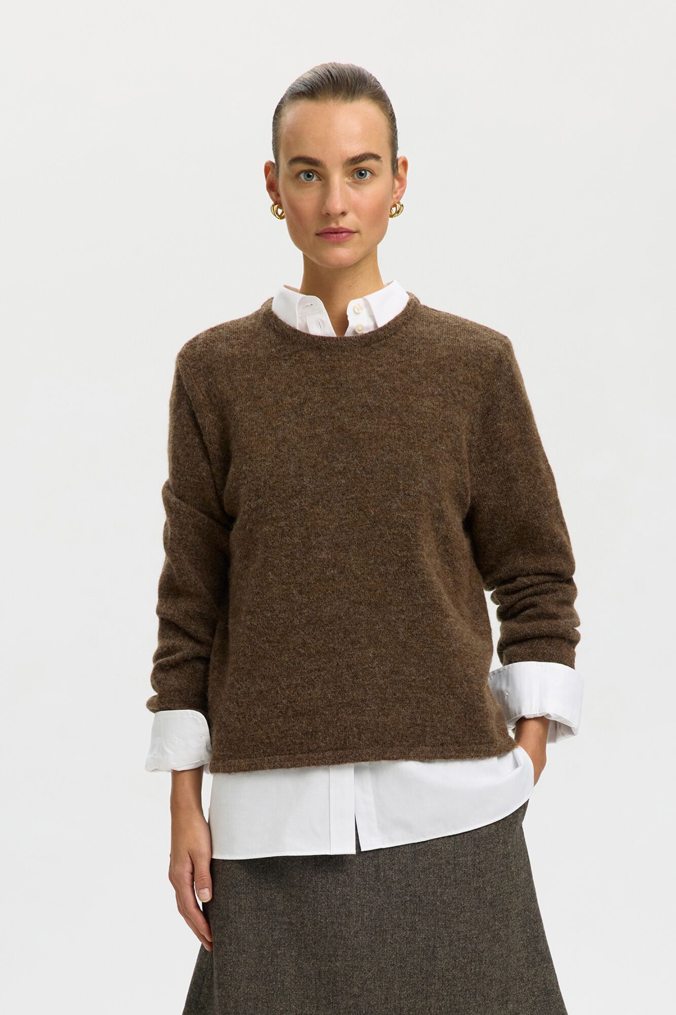 Selected Camisola com l&atilde; e alpaca