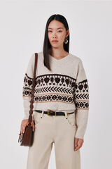 Cortefiel Jacquard gemstones jumper Ivory