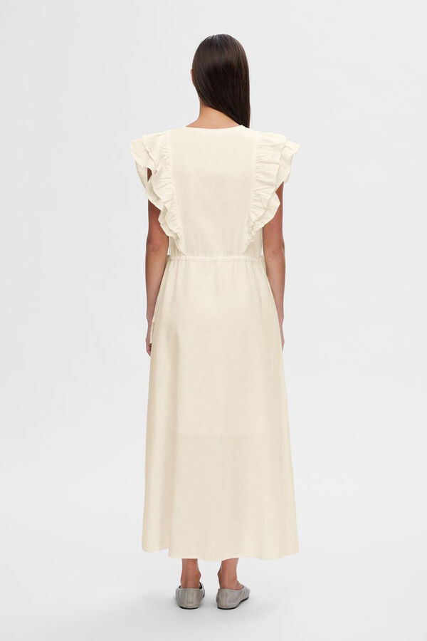 Cortefiel Midi dress made with organic linen.  White