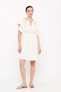 Cortefiel Embroidered tunic dress White