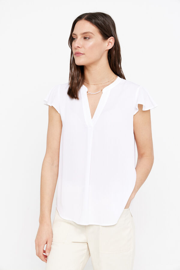 Cortefiel Fluid V-neck blouse White
