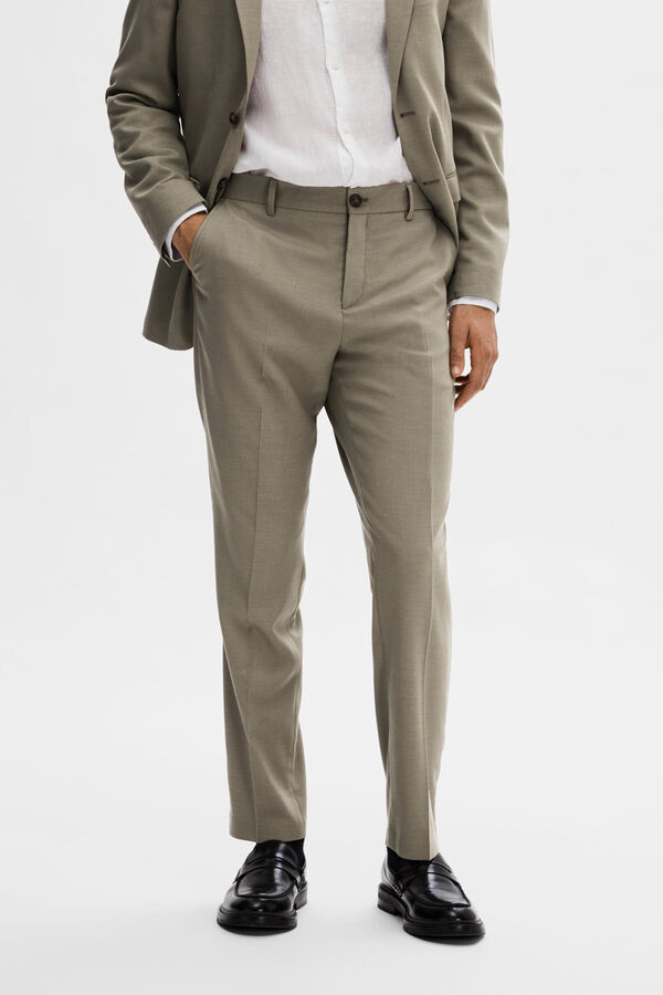 Cortefiel Pantalón de traje Slim Fit confeccionado con lana. gris