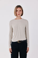 Cortefiel Contrast piping long sleeve T-shirt Nude