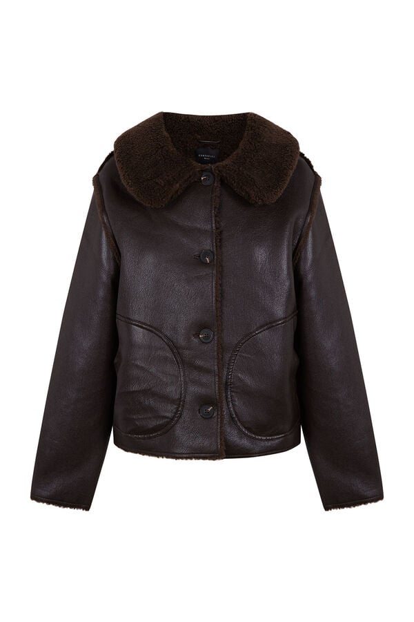 Cortefiel Double-faced jacket Dark brown