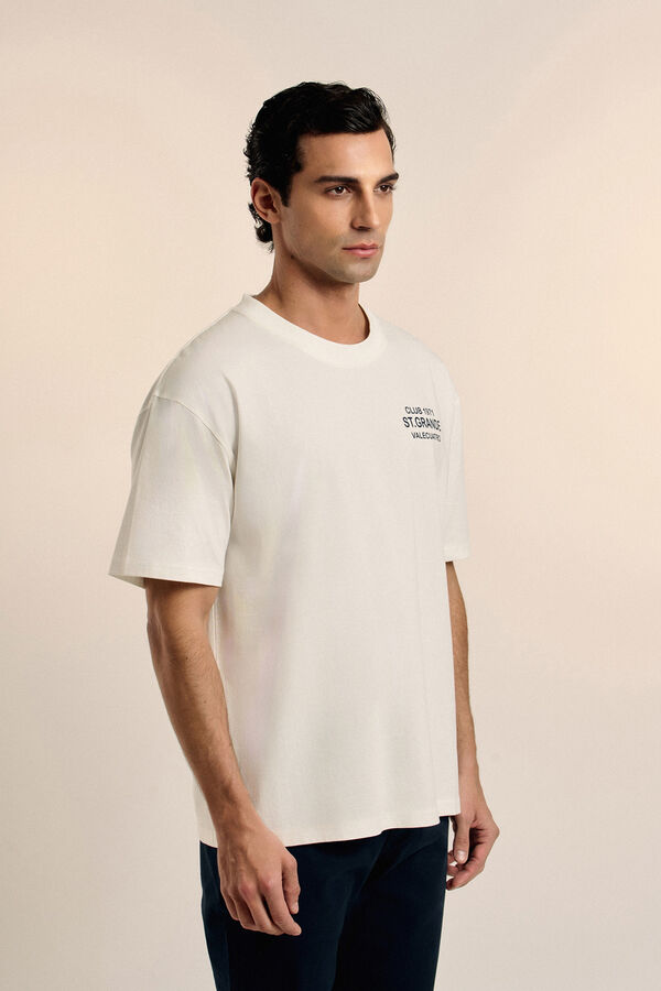 Valecuatro Camiseta com texto grande Ecru