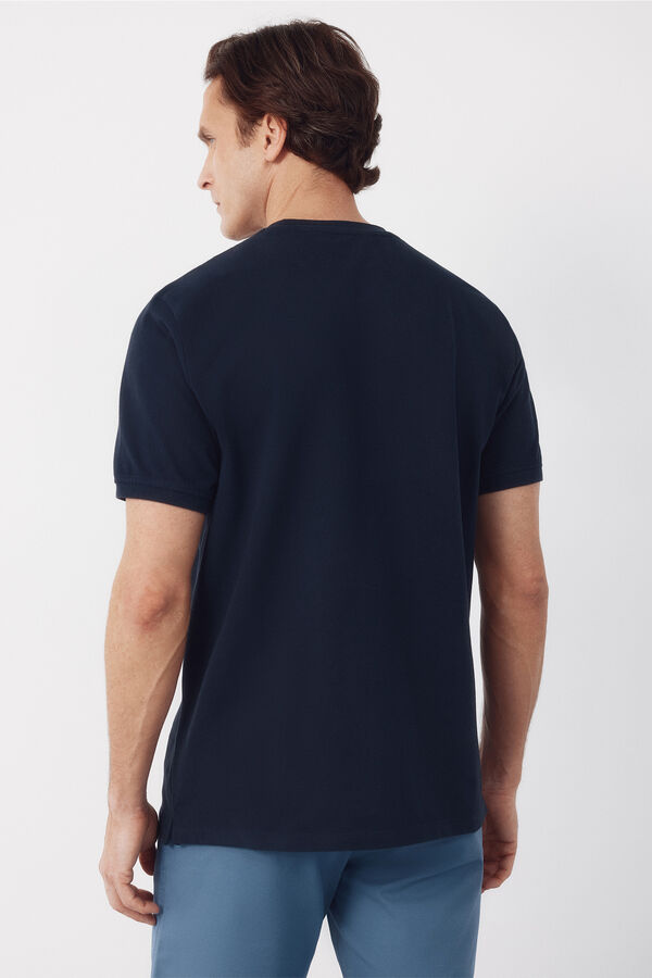 Cortefiel Piqu&eacute; basic T-shirt Navy