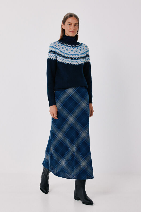 Cortefiel Positional jacquard jumper Navy