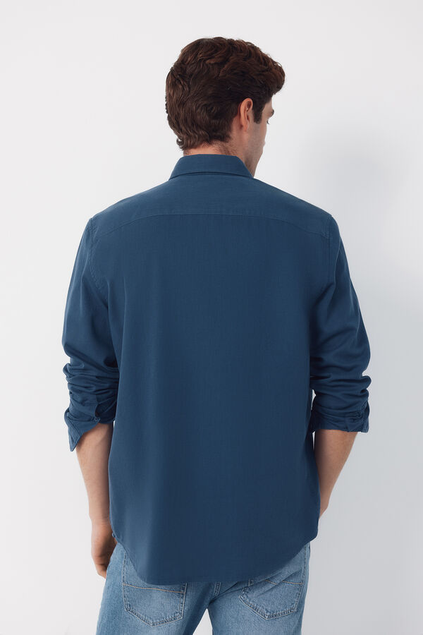 Cortefiel herringbone shirt with pockets Navy