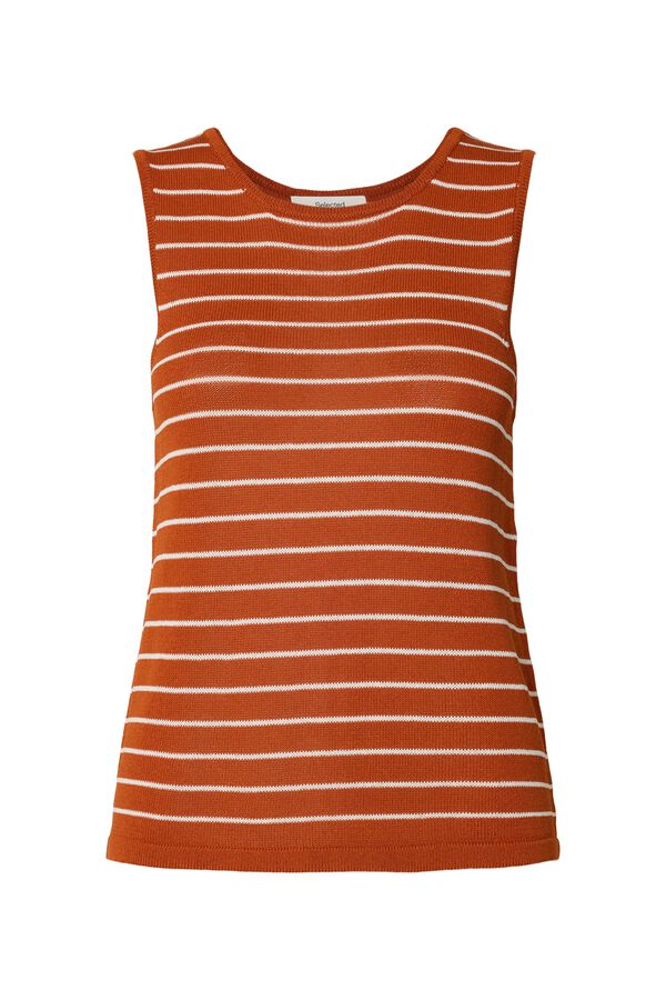 Selected Top de malha sem mangas Castanho