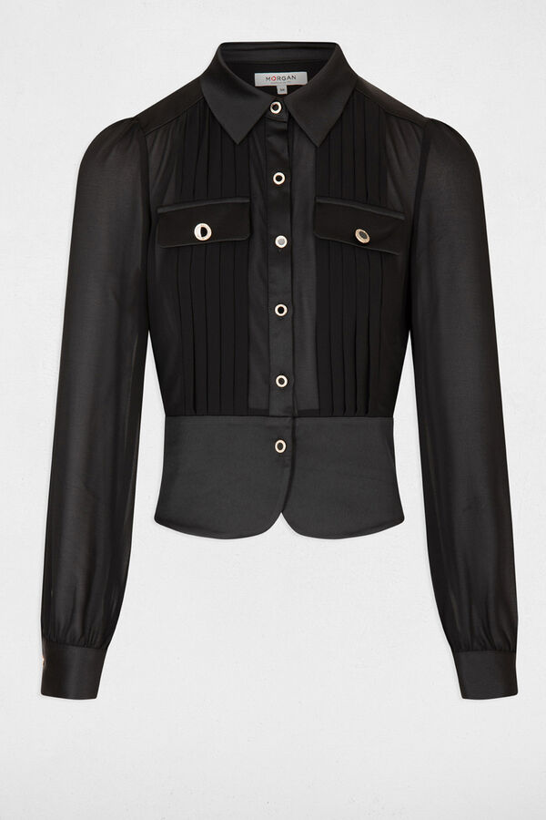 Morgan Camisa de manga comprida com pregas Preto