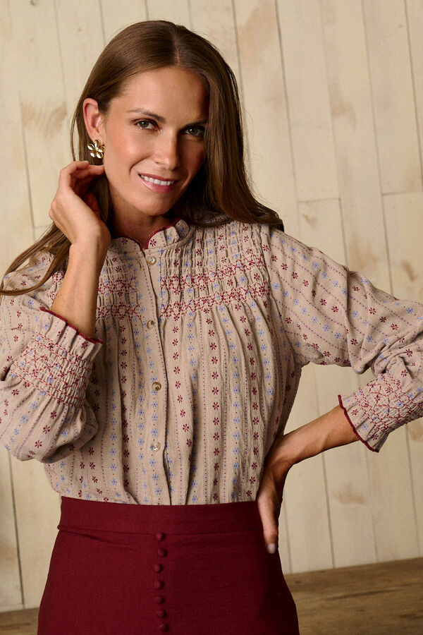 Polín Et Moi Camisa bordada Vega Estampado beige