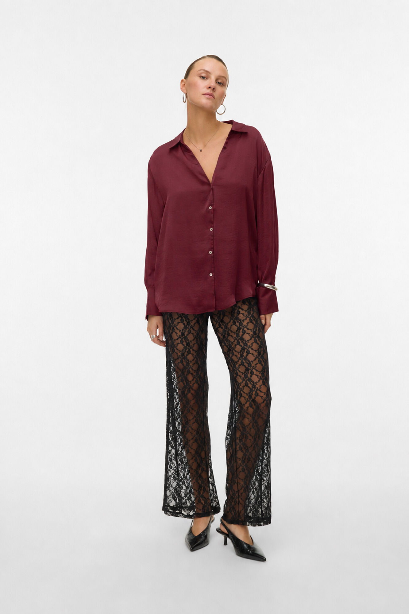 Vero Moda Camisa acetinada de corte folgado