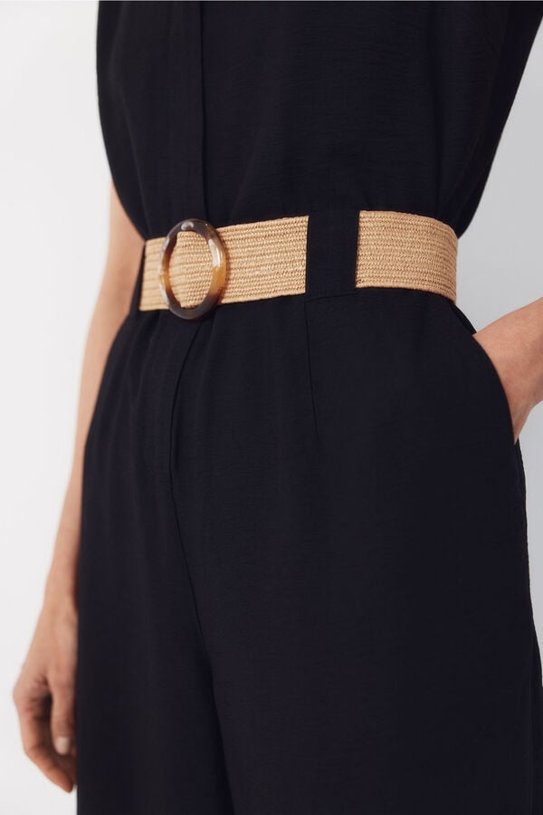 Cortefiel Belted jumpsuit Black
