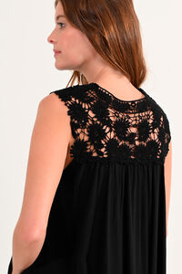 Cortefiel Women's sleeveless top with embroidered flowers Black