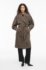 Vila Abrigo largo de lana con cuadros Marrón