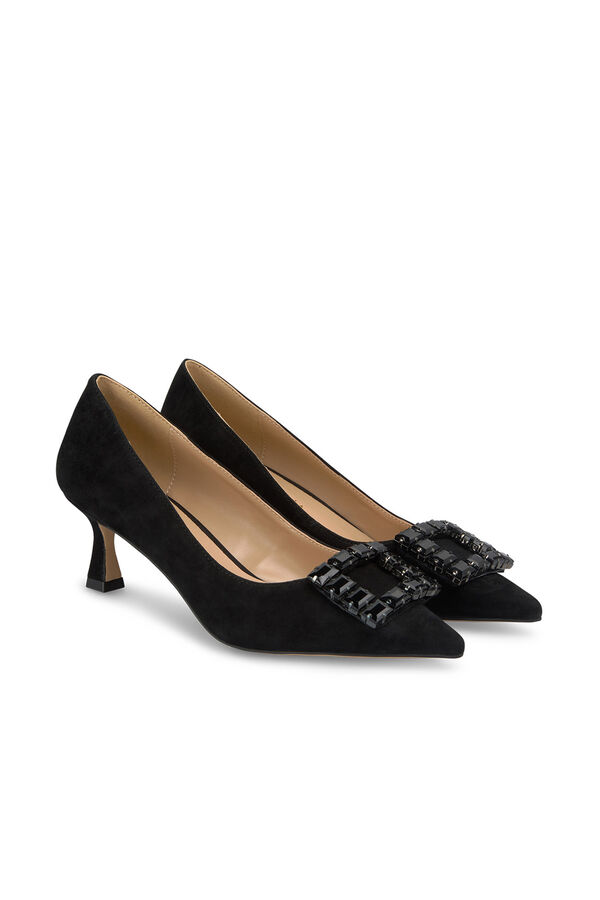 Cortefiel Medium heel shoe with clasp Black