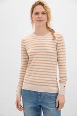 Cortefiel Metallic striped jumper Beige