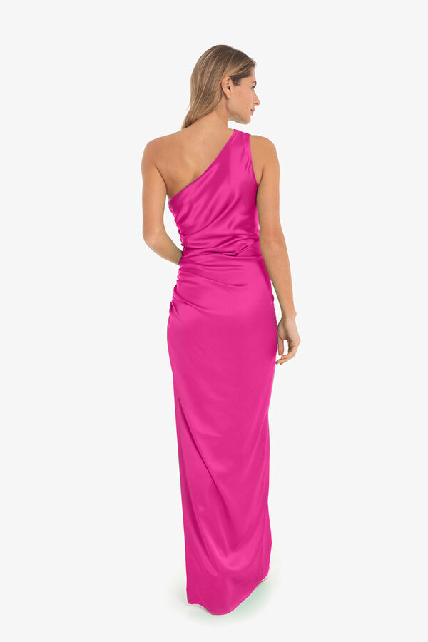 Cuplé Vestido de cetim com uma alça Subiu