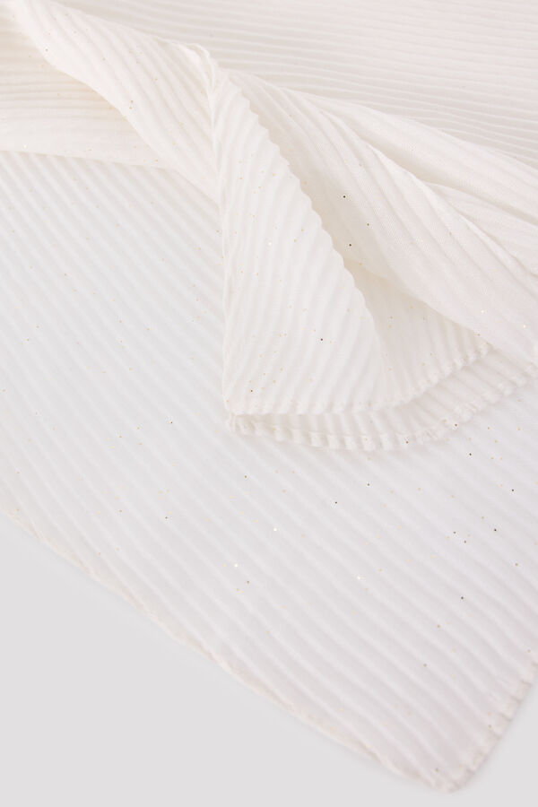 Cortefiel Pleated glitter scarf Ivory