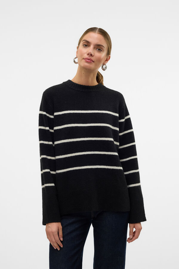 Cortefiel Striped jumper Black