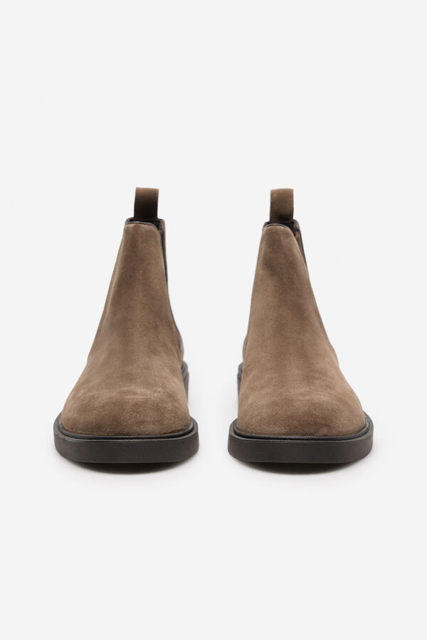 Cortefiel leather boot with side elastic bands Nude