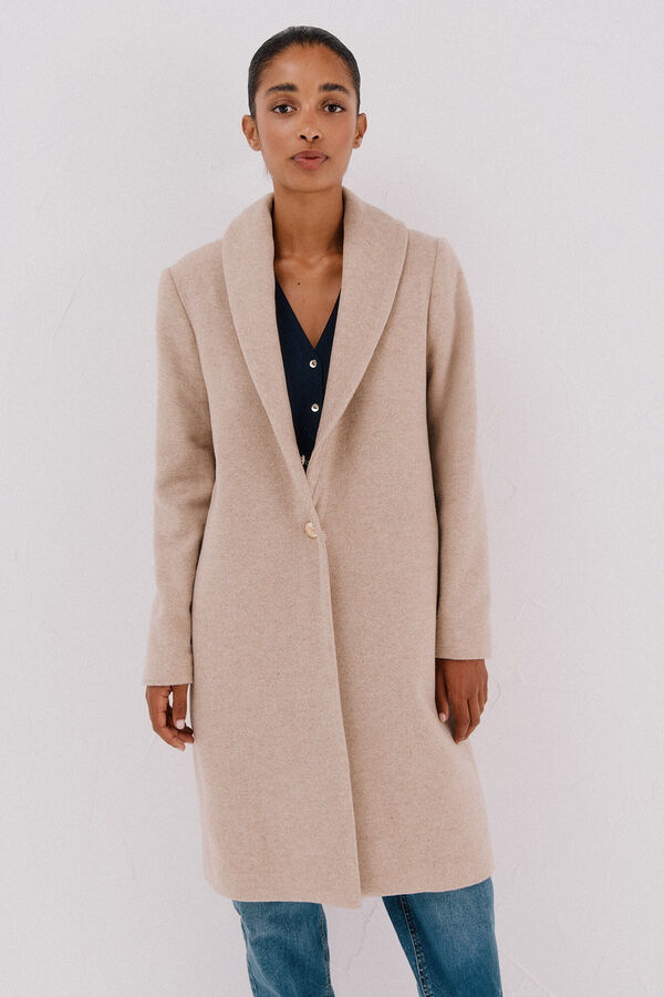 Cortefiel Coat with fur effect detail Nude