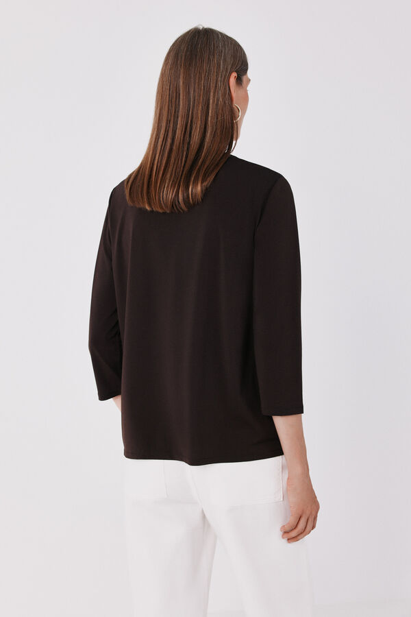 Cortefiel Henley T-shirt Dark brown