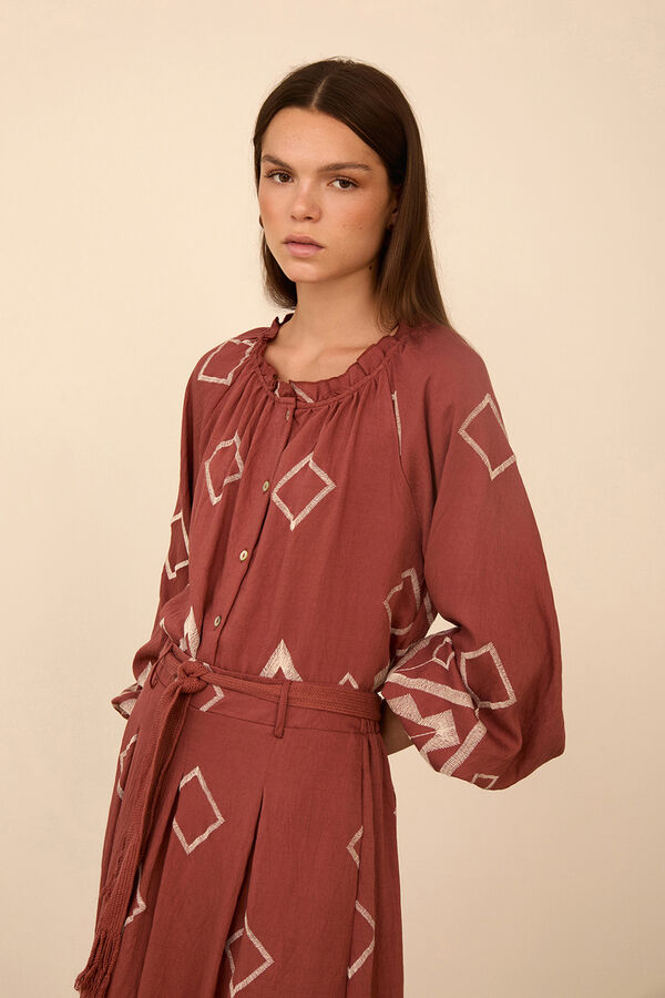 Meisie Blusa com bordado em contraste Subiu