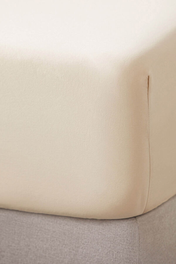 Bassols Sahara matte washed cotton fitted sheet Beige