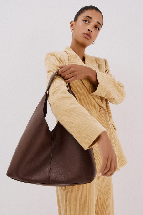 Cortefiel Slouch bag Dark brown