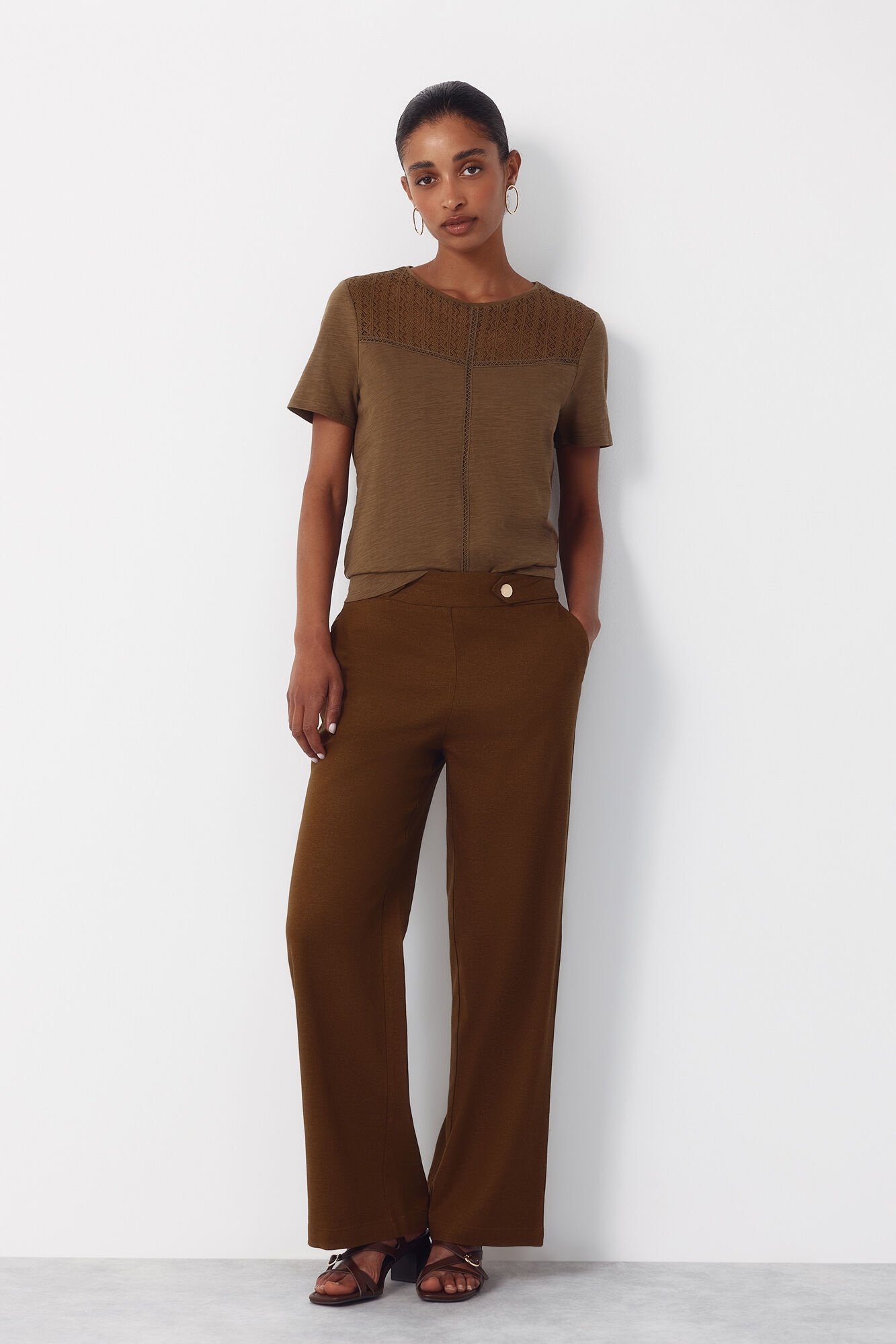 Cortefiel Guipure yoke t-shirt