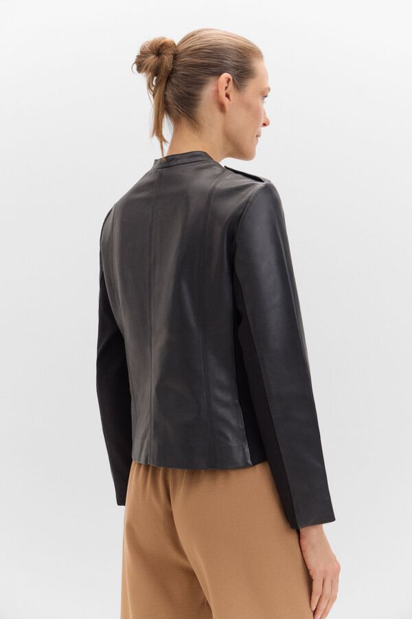 Cortefiel Comfort leather jacket Black