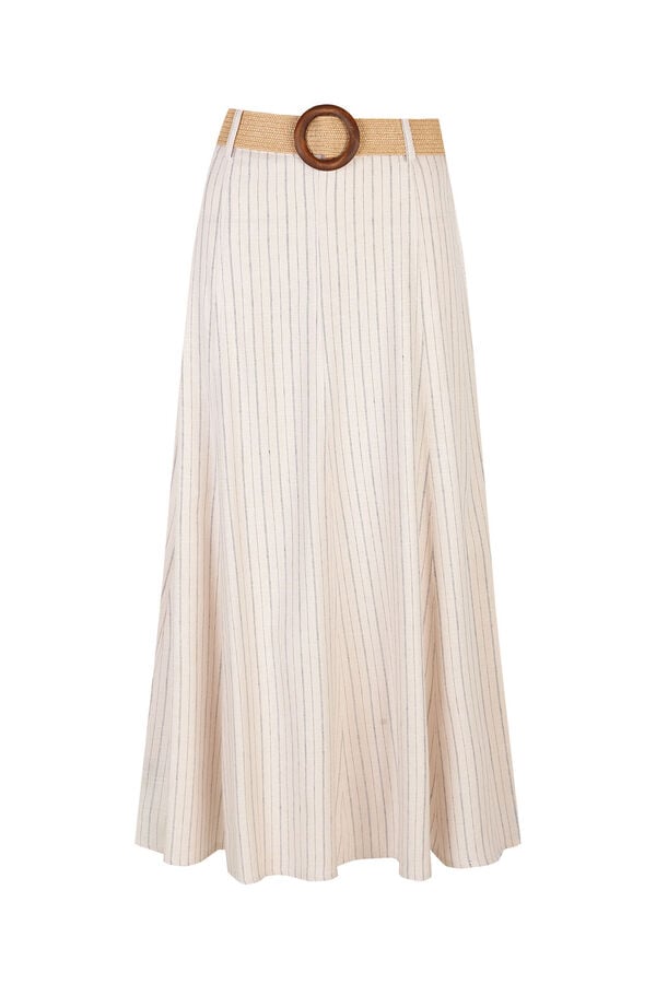 Cortefiel Flared skirt with belt Printed white