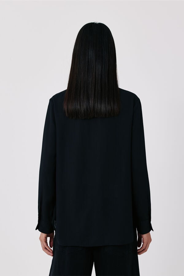 Cortefiel Camisa fluida crepe Negro