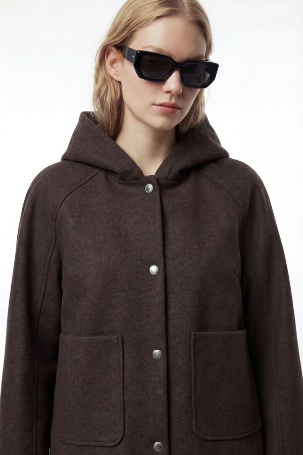 Vero Moda Short cloth coat Dark brown