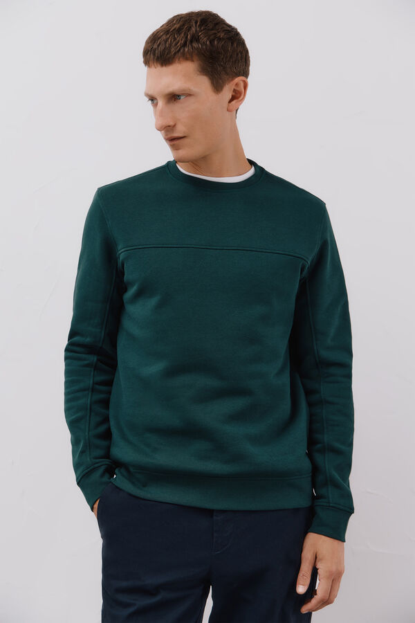 Cortefiel Crew-neck sweatshirt Dark green