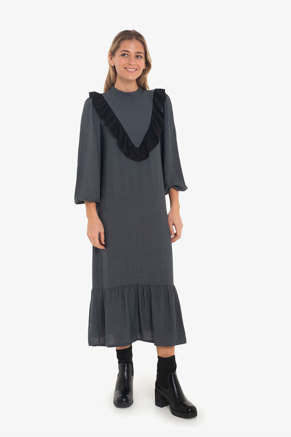 Cuplé Vestido com babados Cinzento