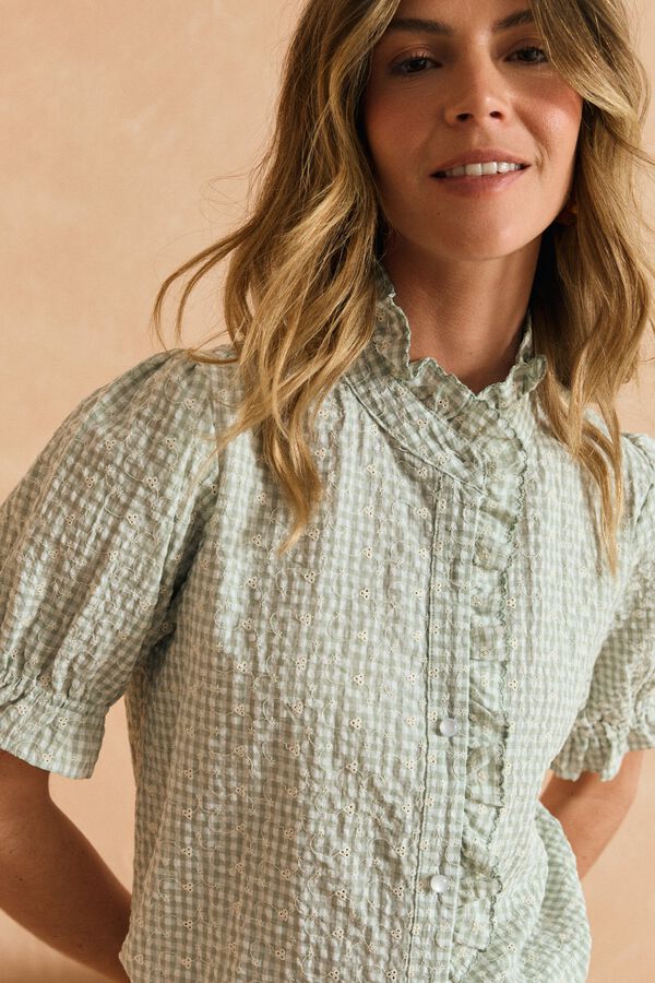 Pol&iacute;n Et Moi Blusa manga curta com folho menta Verde