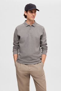 Cortefiel Long-sleeved recycled cotton polo shirt Grey