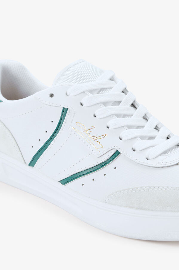 Fred Perry Tênis B4 em couro/camurça com relevo Branco