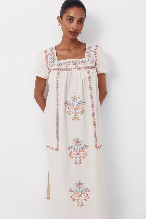 Cortefiel Floral embroidered dress Multicolour
